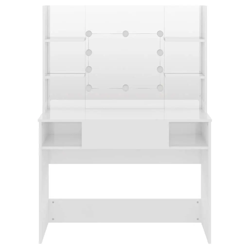 White Makeup Vanity Table with LED Mirror for Bedroom