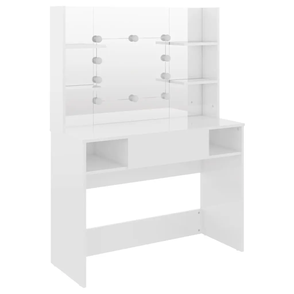 White Makeup Vanity Table with LED Mirror for Bedroom