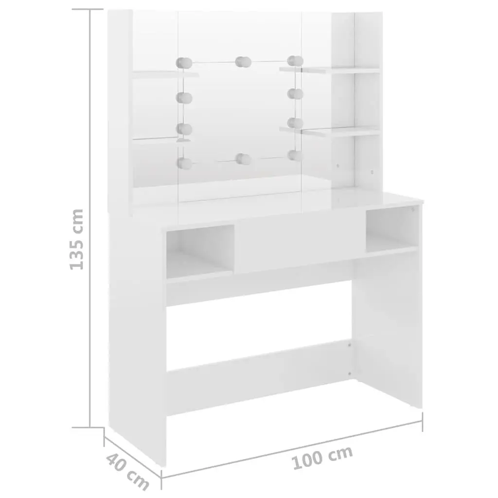 White Makeup Vanity Table with LED Mirror for Bedroom