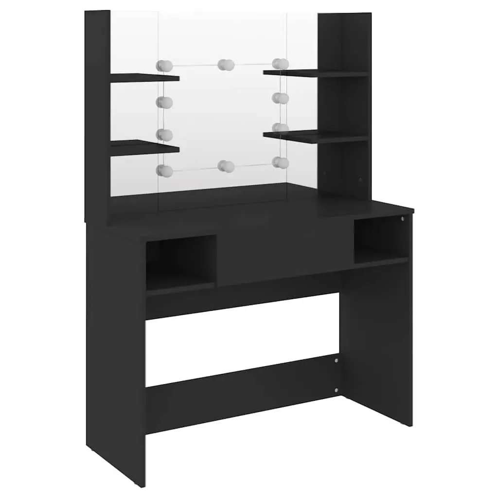 Black Vanity Table with LED Mirror Lighting