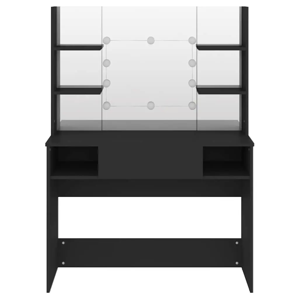 Black Vanity Table with LED Mirror Lighting