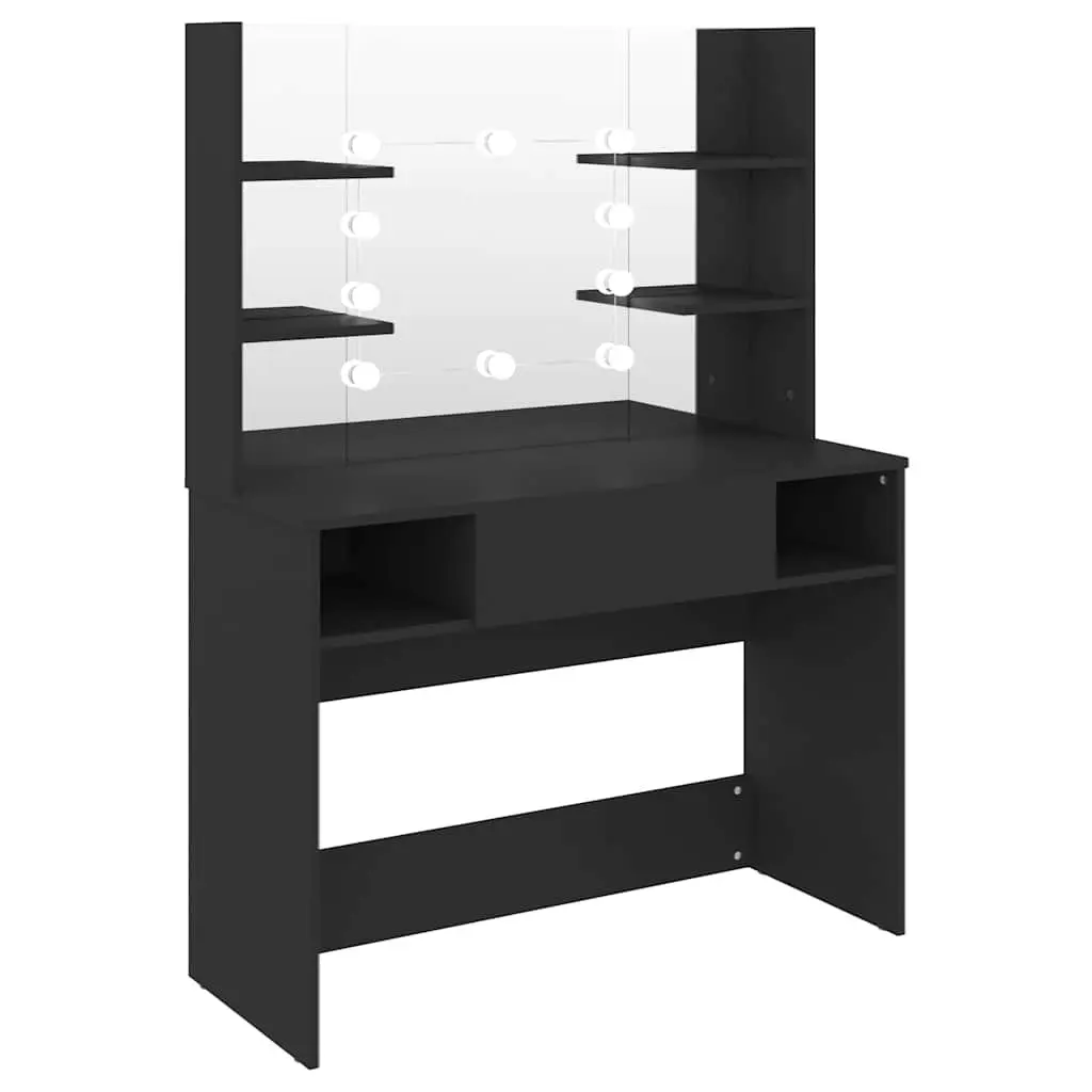Black Vanity Table with LED Mirror Lighting