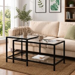 Set of 2 Tempered Glass Tea Tables for Your Living Space