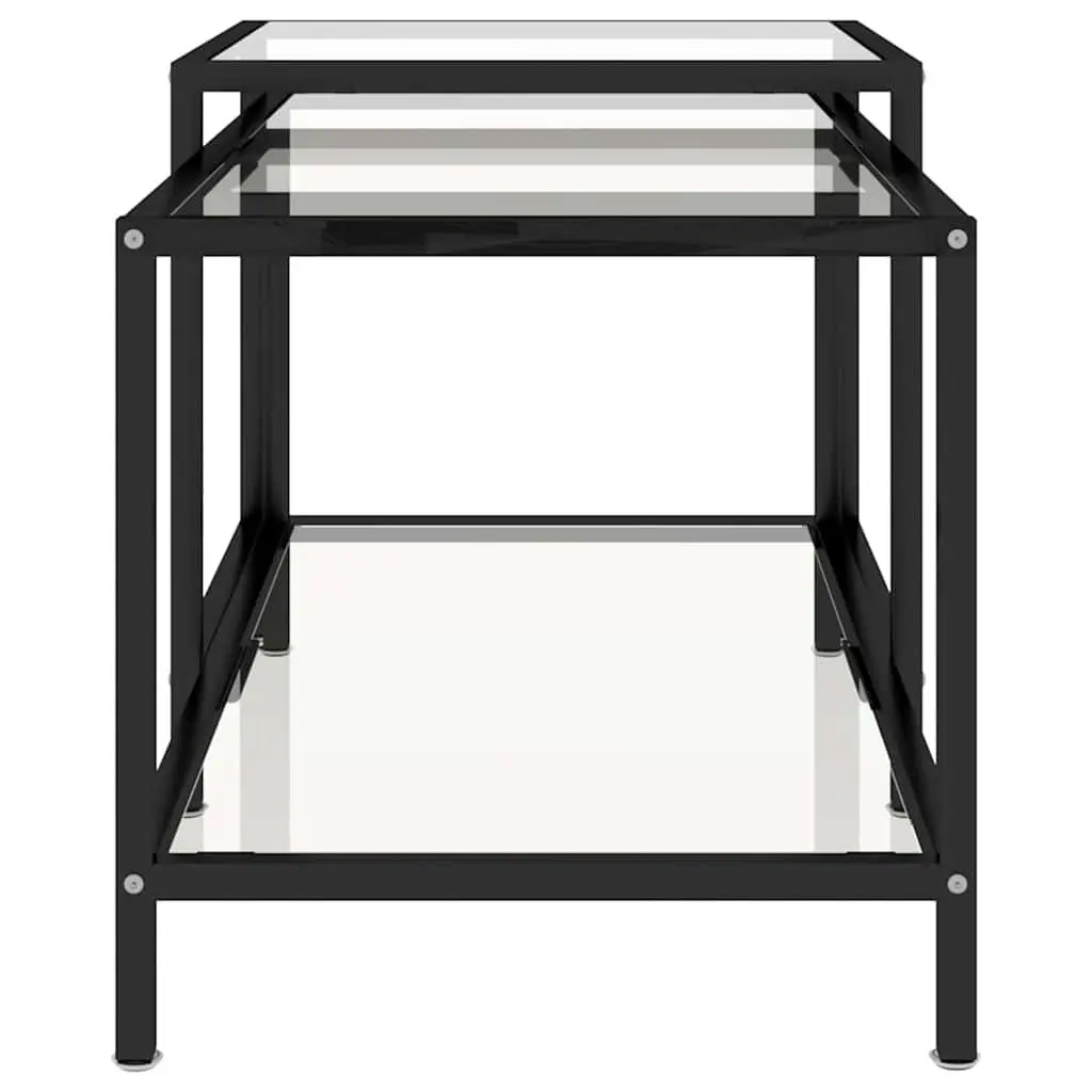 Tempered Glass Tea Tables Set of 2 Transparent Side End Coffee Accent Furniture
