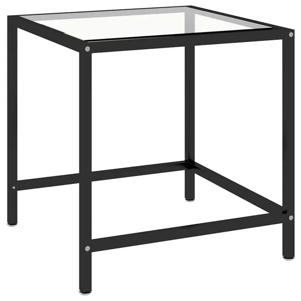 Tea Tables Industrial Style Set of 2 Black Tempered Glass Top Powder Coated Steel Frame Nesting