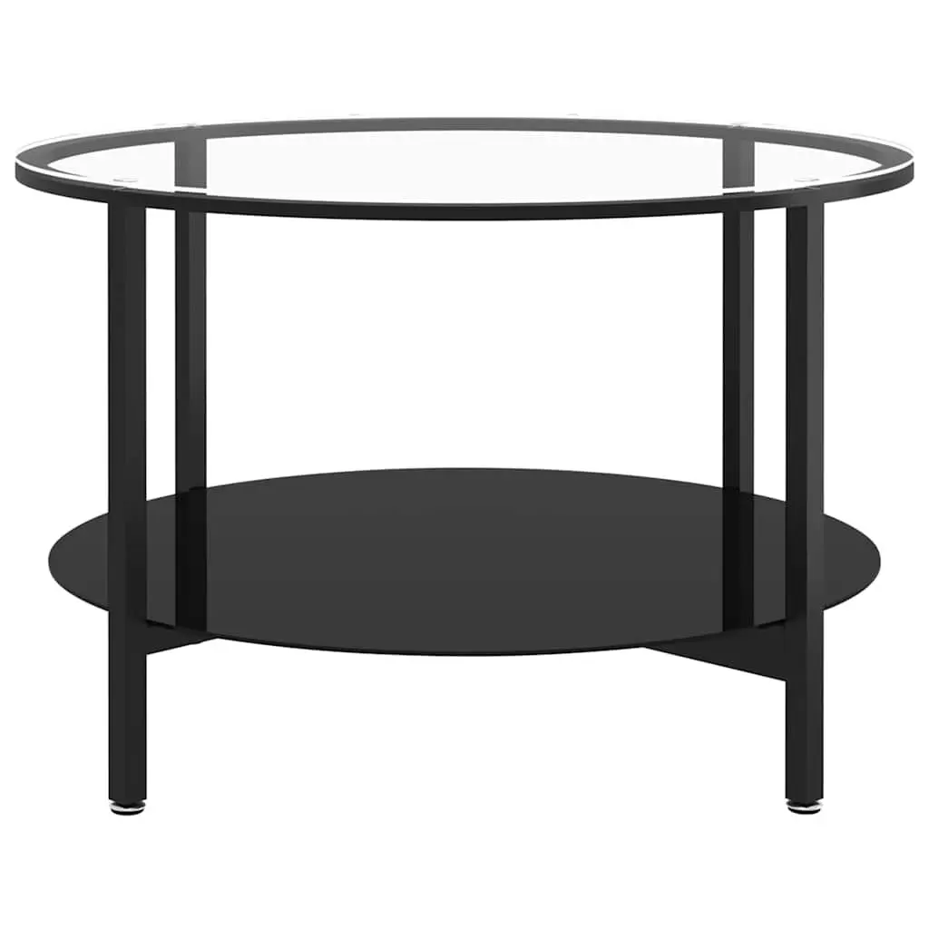 Black Glass End Table with 2-Tier Storage