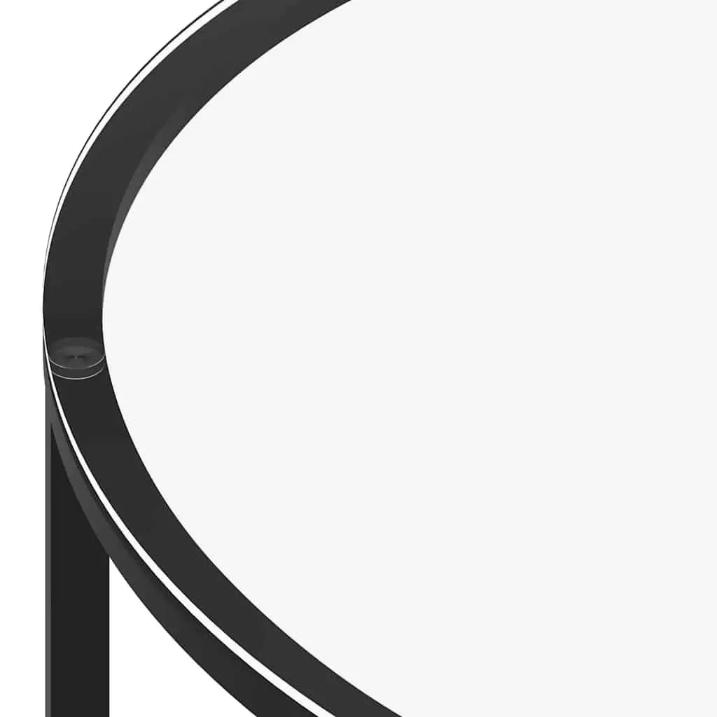 Black Glass End Table with 2-Tier Storage