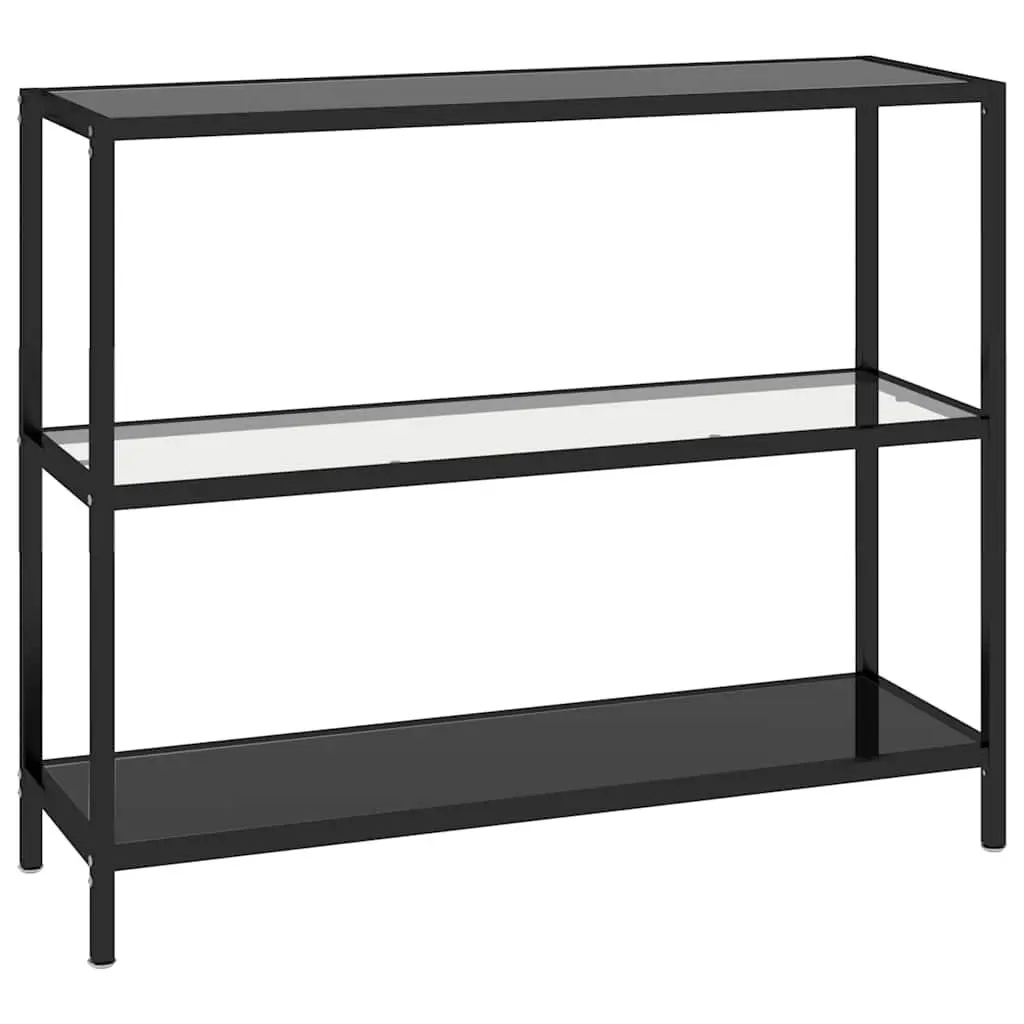 Black Corner Storage Shelf with Tempered Glass