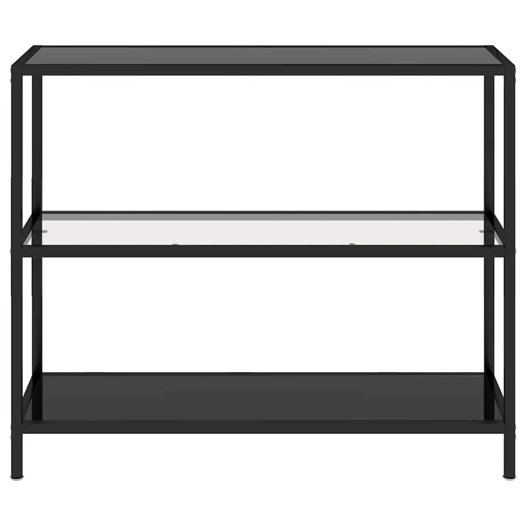 Black Corner Storage Shelf with Tempered Glass