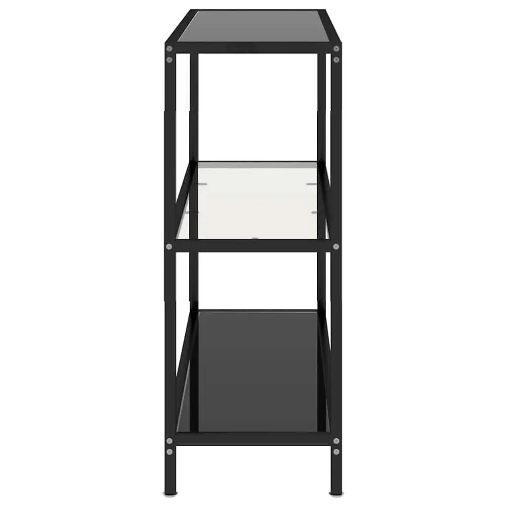 Black Corner Storage Shelf with Tempered Glass