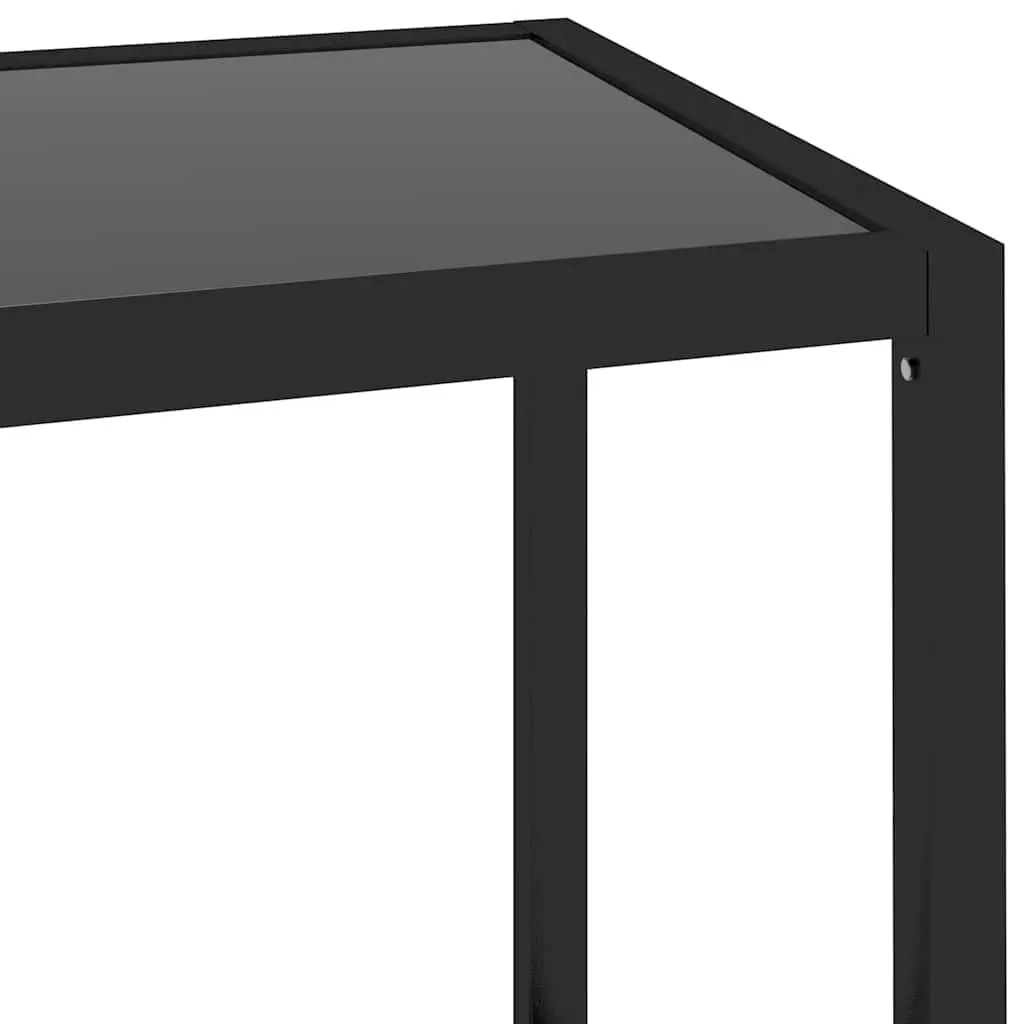 Black Corner Storage Shelf with Tempered Glass