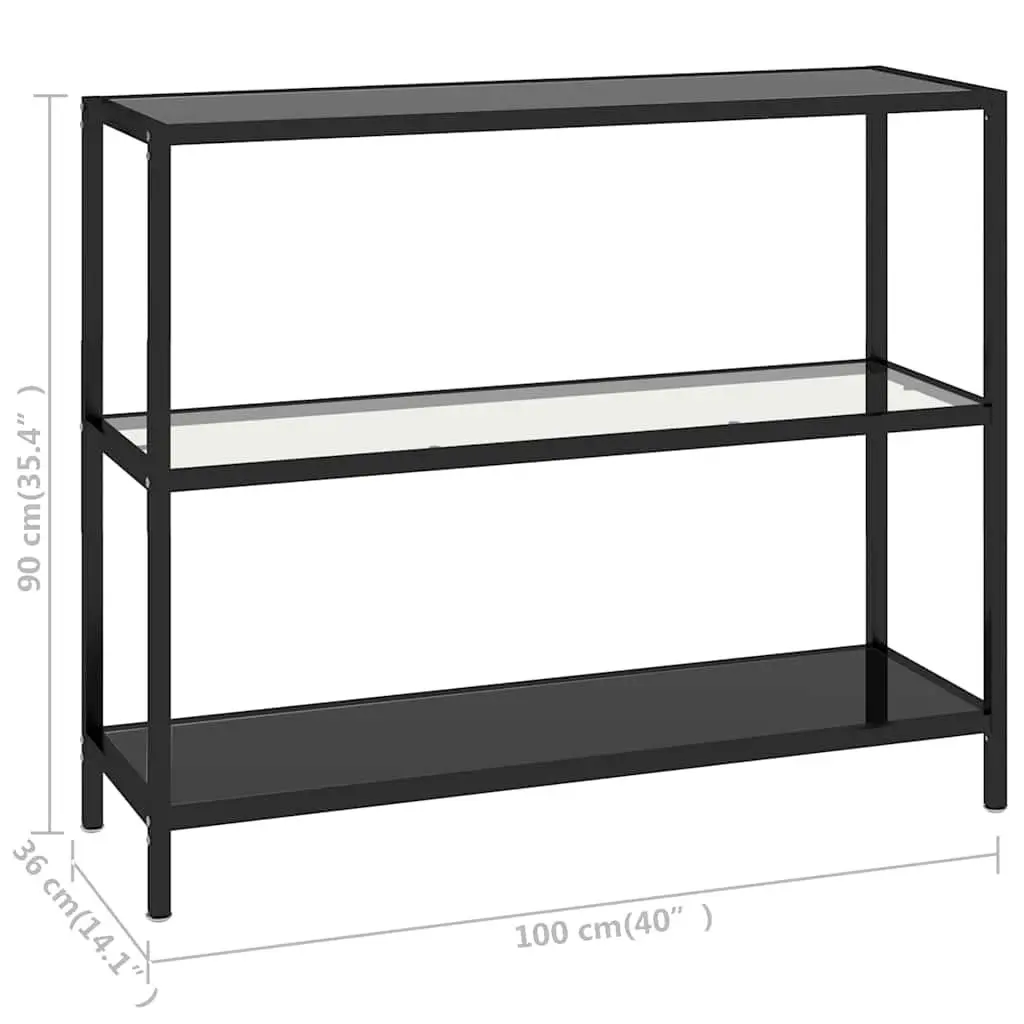 Black Corner Storage Shelf with Tempered Glass
