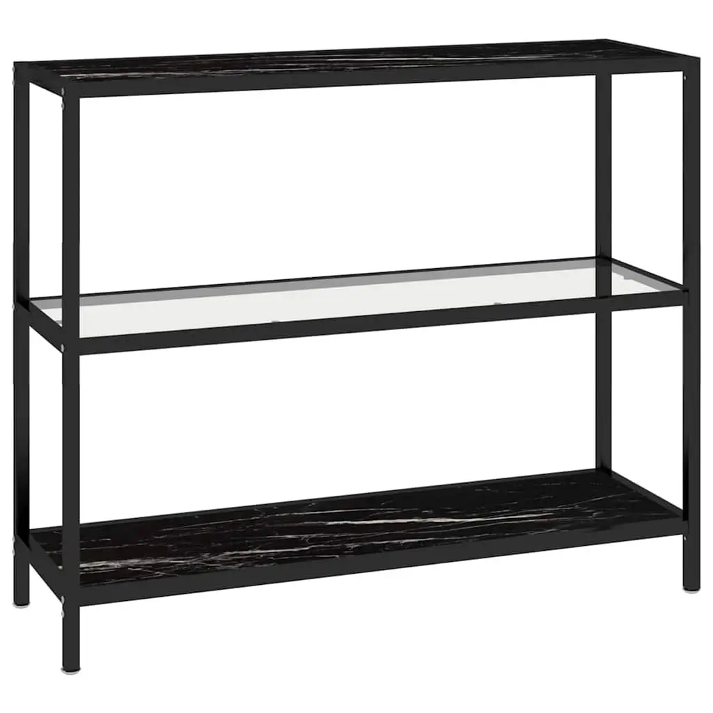 Tempered Glass Black Marble Corner Shelf