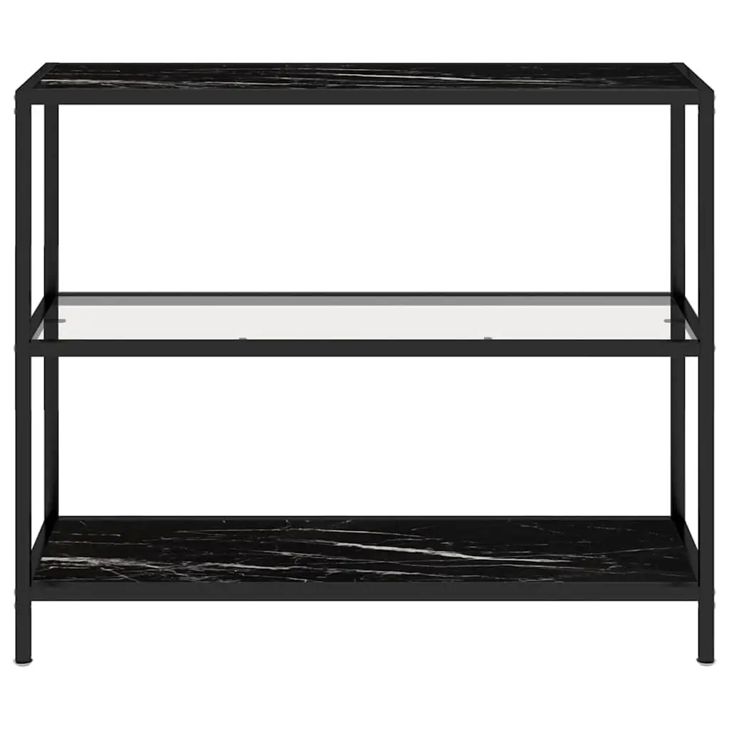 Tempered Glass Black Marble Corner Shelf