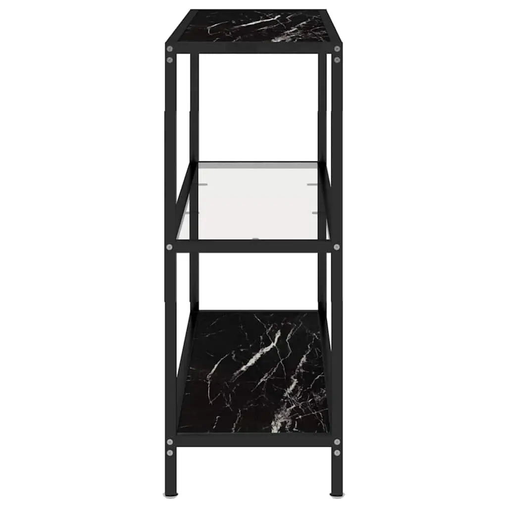 Tempered Glass Black Marble Corner Shelf
