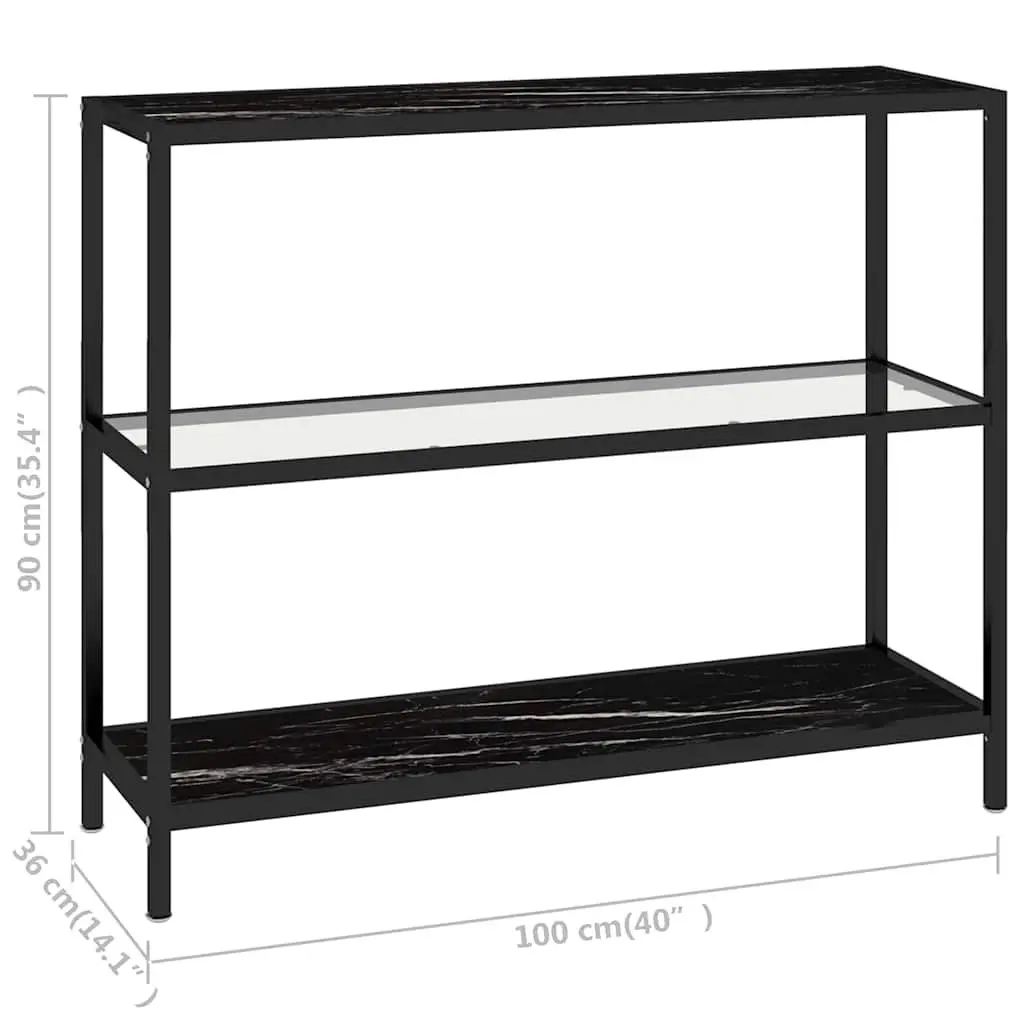 Tempered Glass Black Marble Corner Shelf