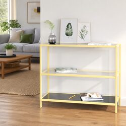Black Storage Bookcase with Glass Shelves