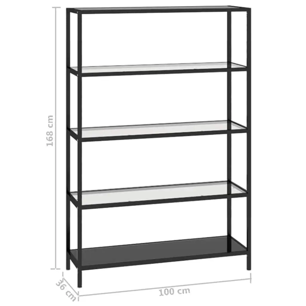 Black Tempered Glass Shelf Bookcase
