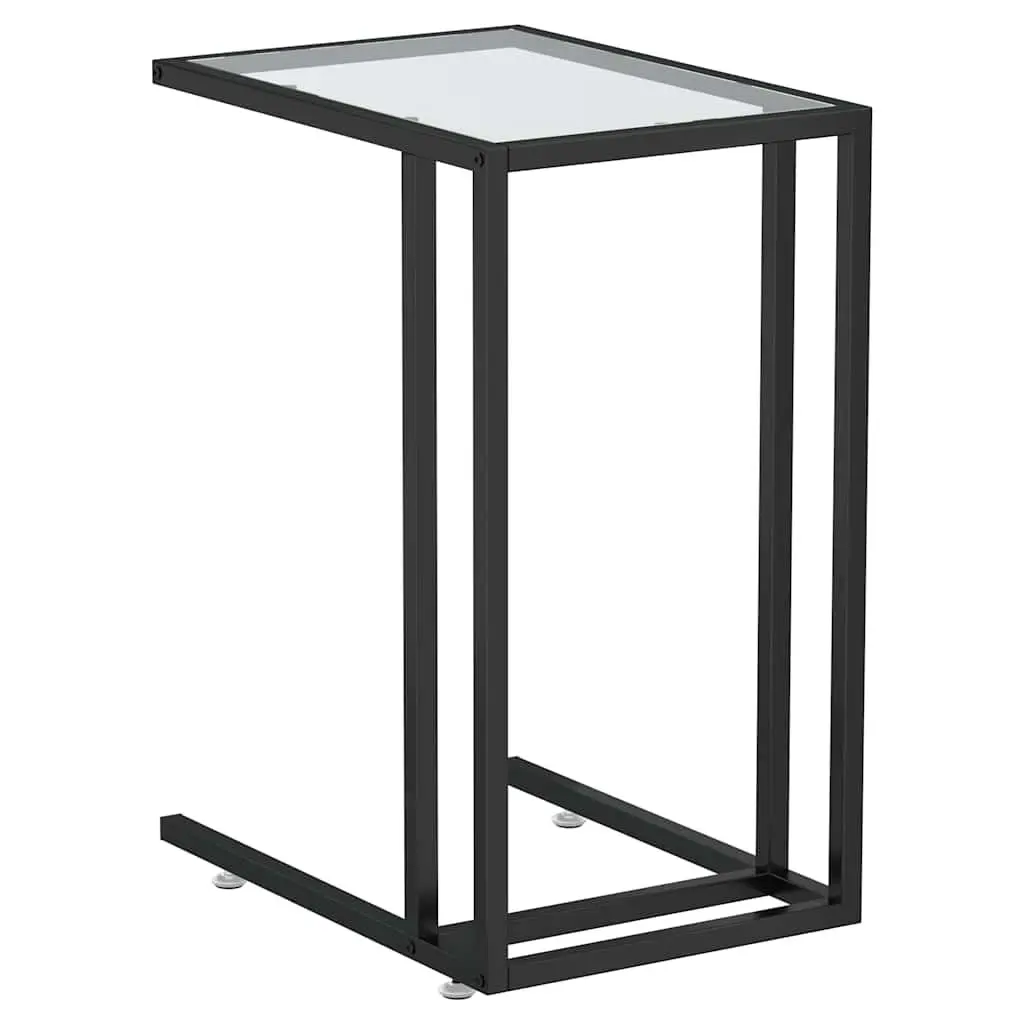 Computer Side Table Transparent Tempered Glass Modern 50 x 35 x 65 cm Powder-coated Iron