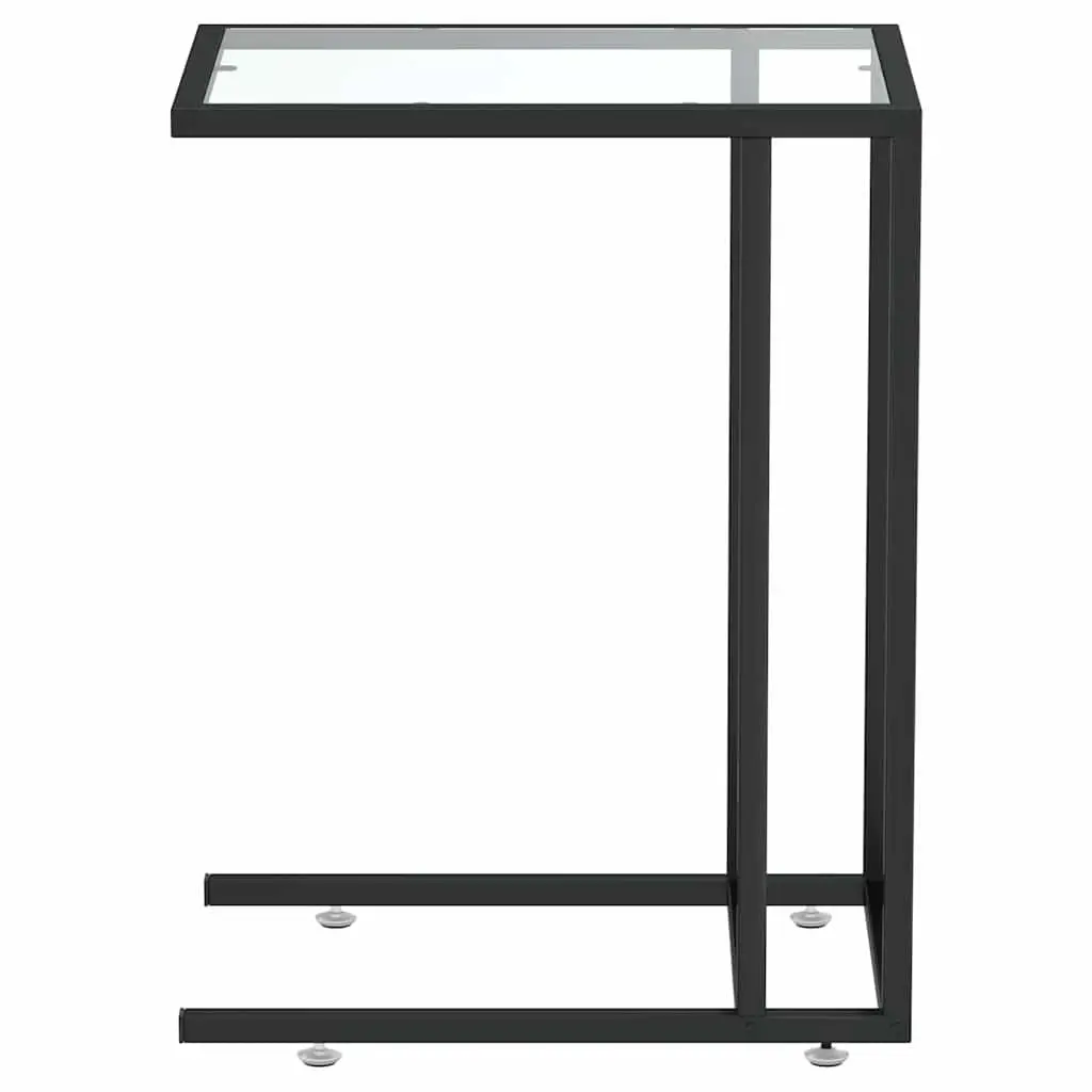 Computer Side Table Transparent Tempered Glass Modern 50 x 35 x 65 cm Powder-coated Iron