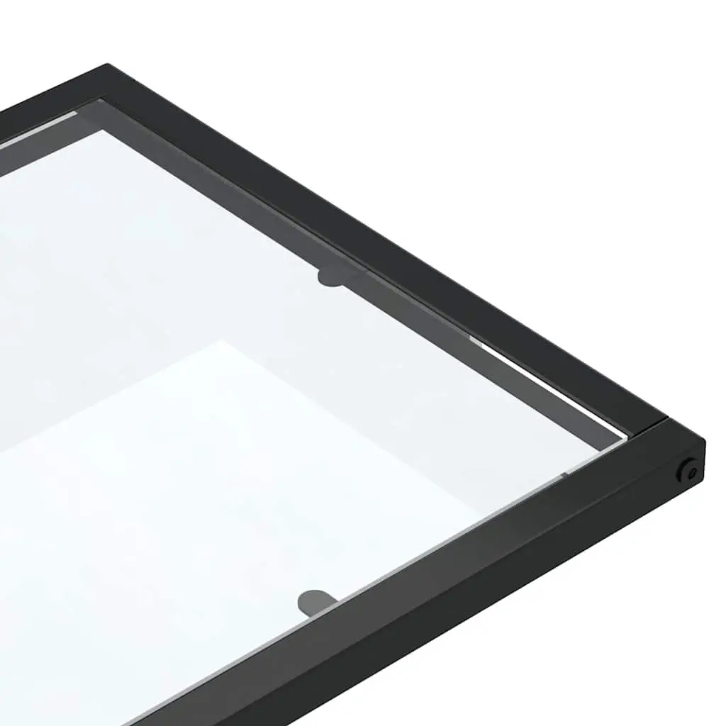 Computer Side Table Transparent Tempered Glass Modern 50 x 35 x 65 cm Powder-coated Iron