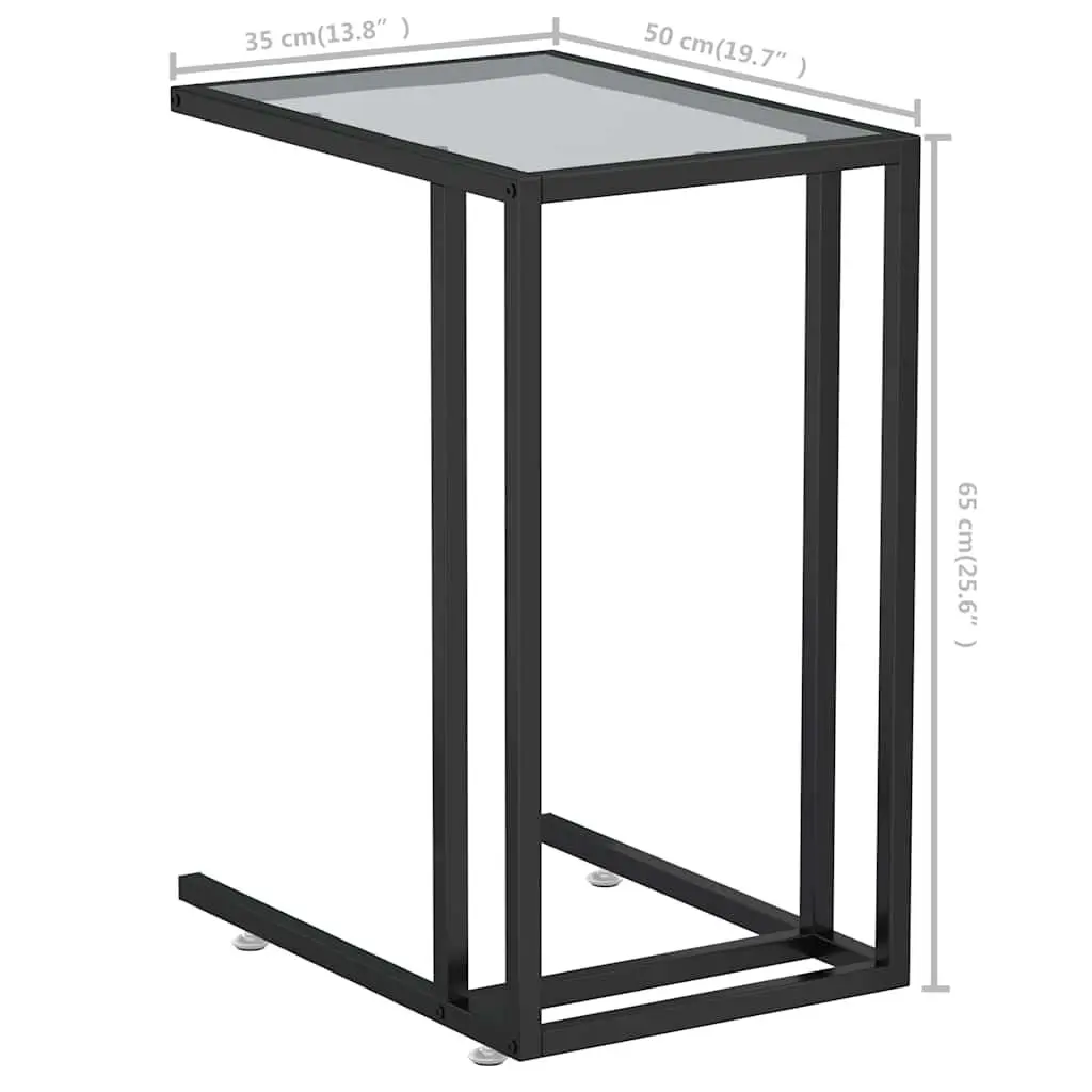 Computer Side Table Transparent Tempered Glass Modern 50 x 35 x 65 cm Powder-coated Iron