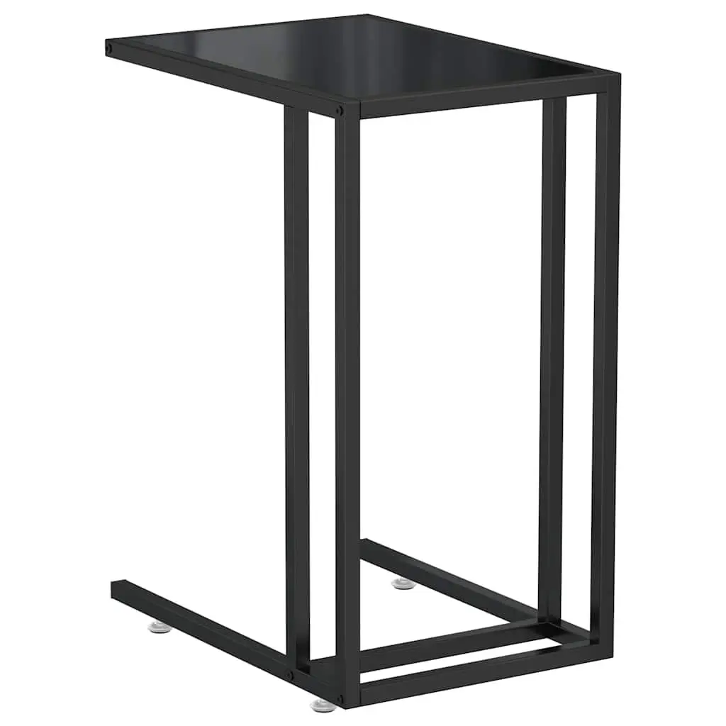 Black Tempered Glass Computer Side Table for Living Rooms