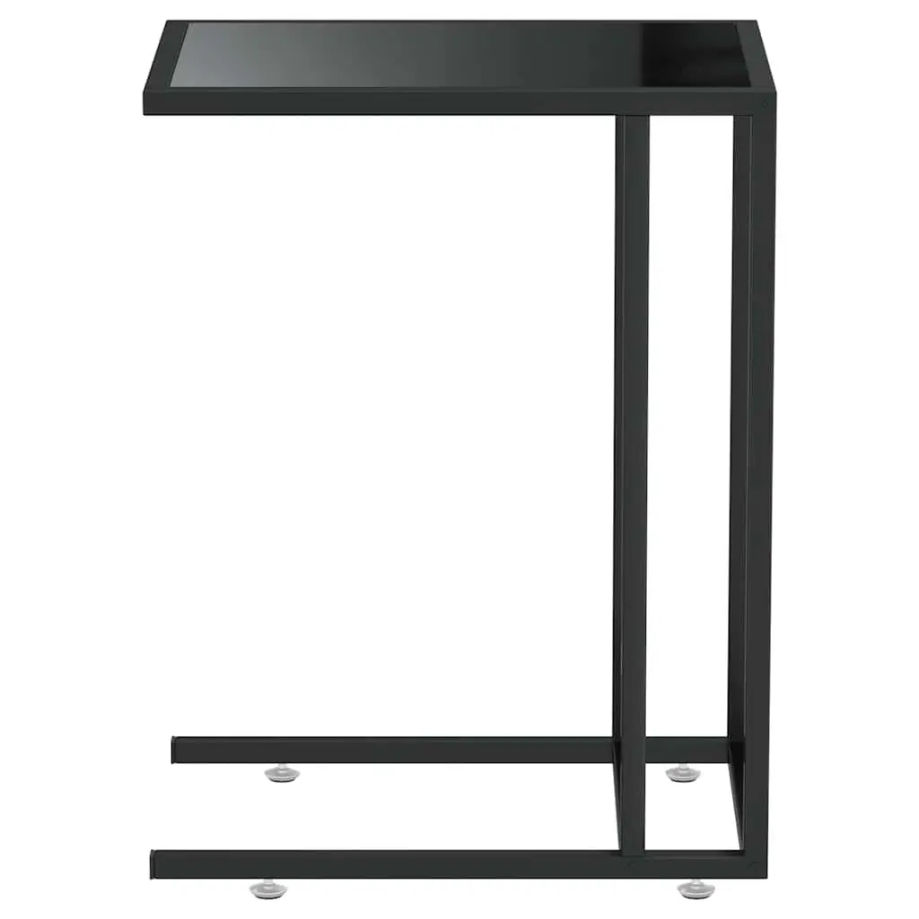 Black Tempered Glass Computer Side Table for Living Rooms