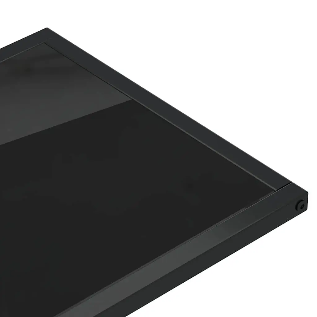 Black Tempered Glass Computer Side Table for Living Rooms