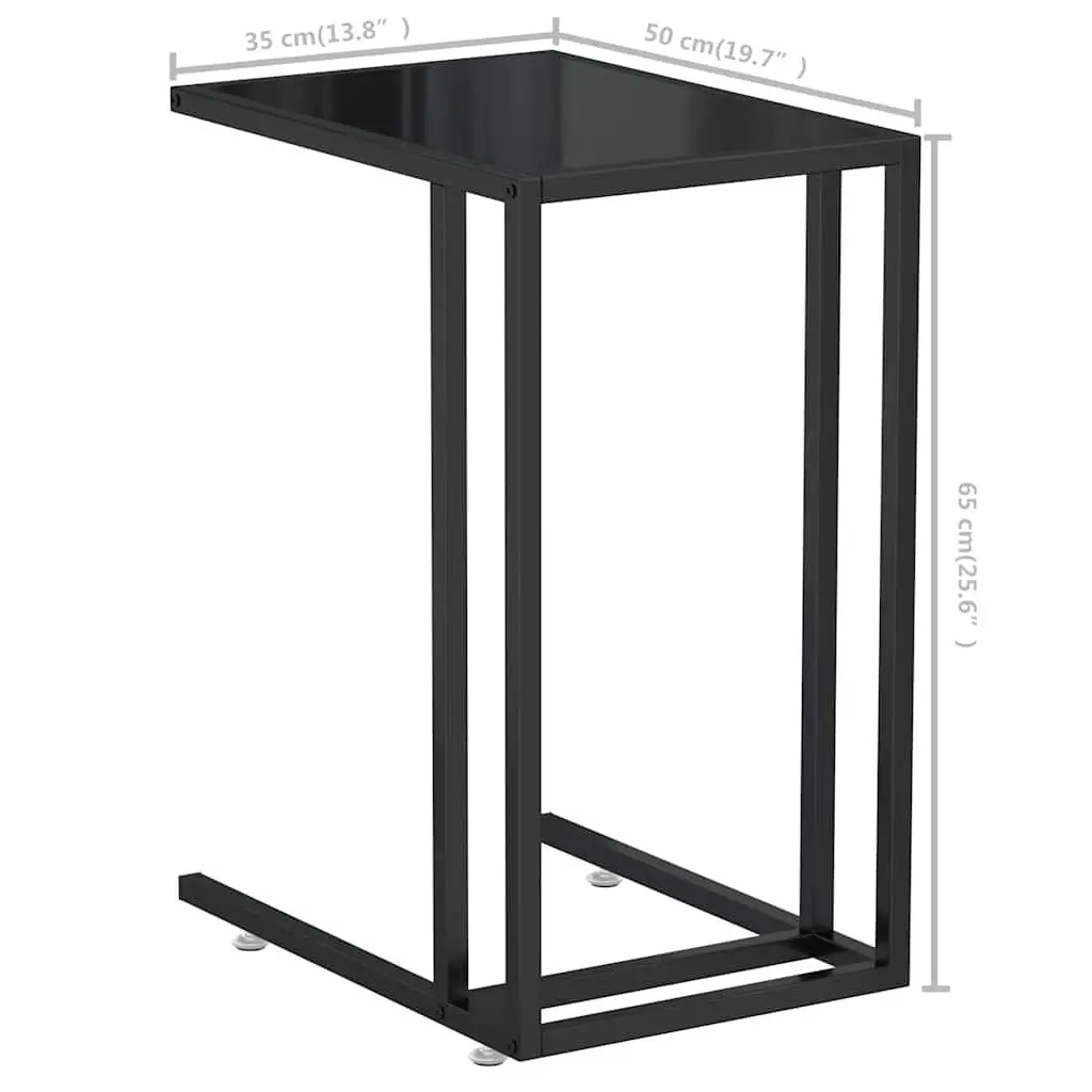 Black Tempered Glass Computer Side Table for Living Rooms