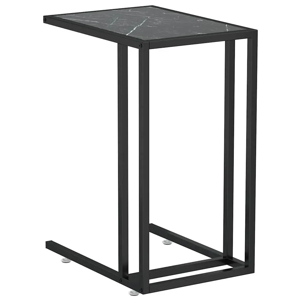 Computer Side Table End Table Black Marble Tempered Glass Iron Frame Living Room