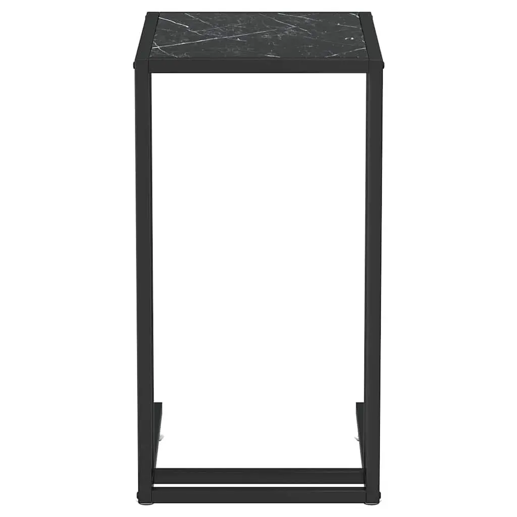 Computer Side Table End Table Black Marble Tempered Glass Iron Frame Living Room