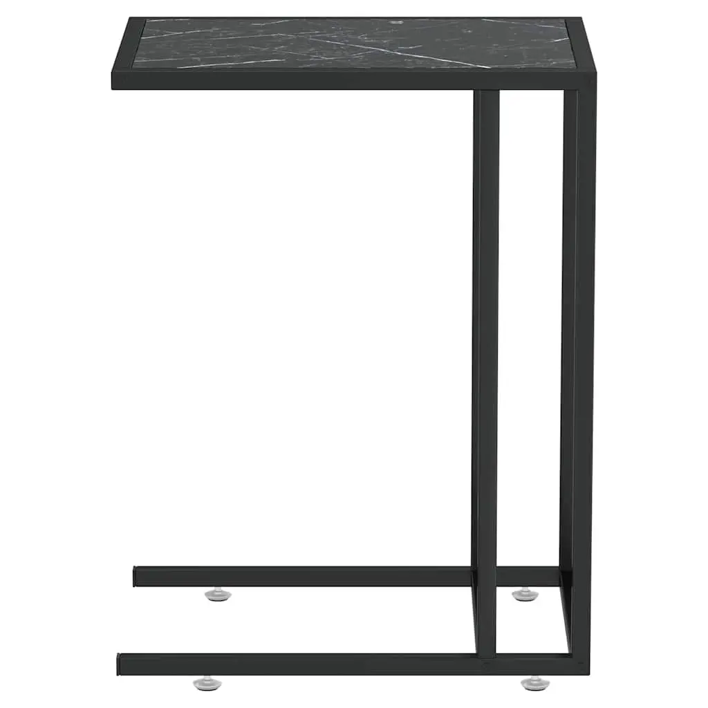 Computer Side Table End Table Black Marble Tempered Glass Iron Frame Living Room
