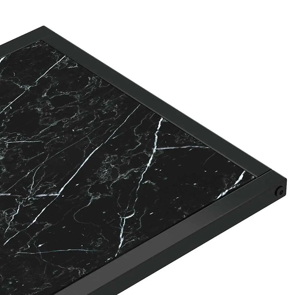 Computer Side Table End Table Black Marble Tempered Glass Iron Frame Living Room