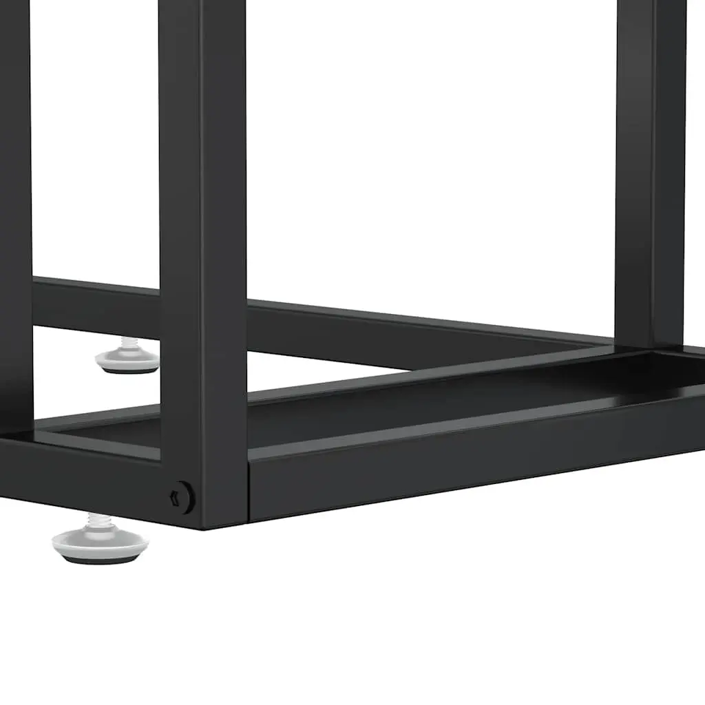 Computer Side Table End Table Black Marble Tempered Glass Iron Frame Living Room