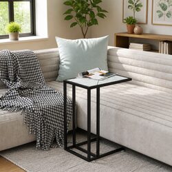 Elegant White Marble Top Computer Side Table