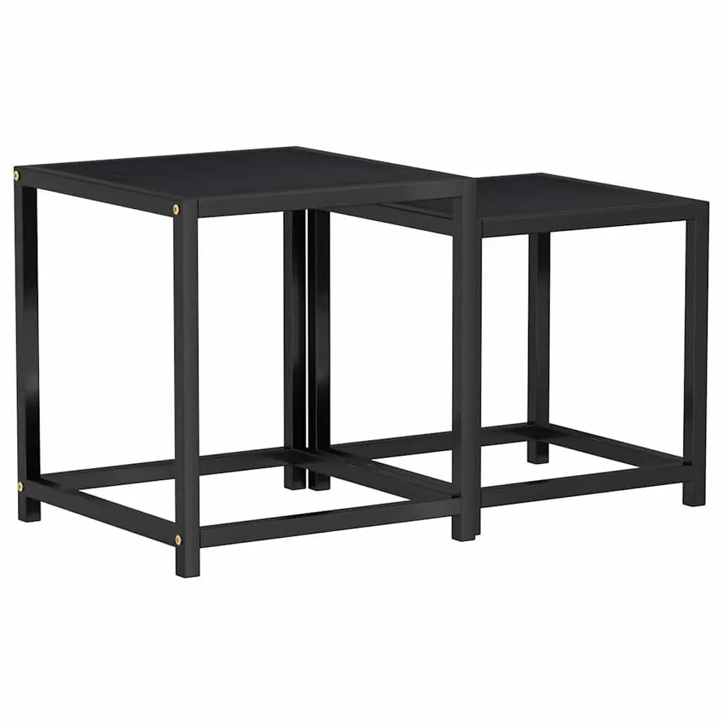End Tables Industrial Style 2 Pieces Black MDF Side Tables Coffee Tea Table