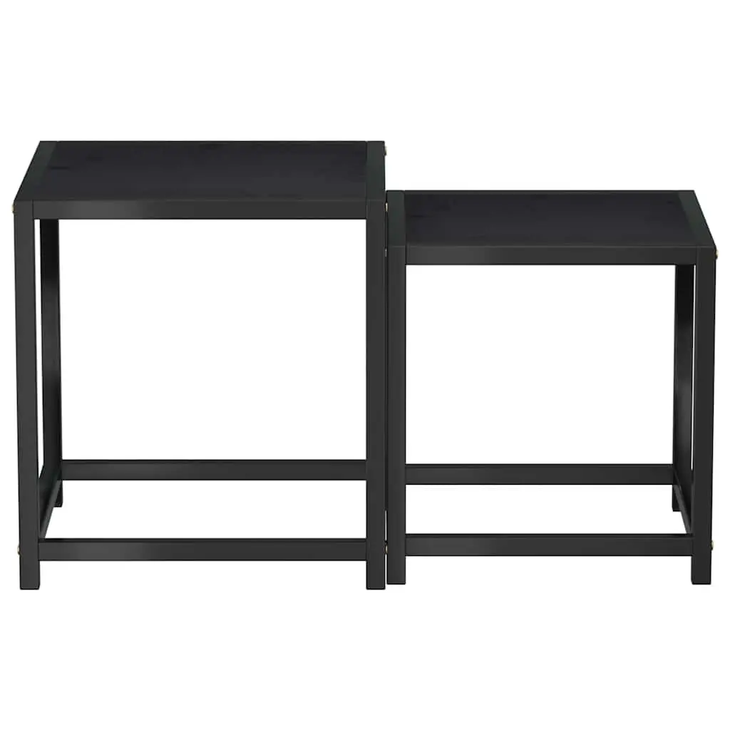 End Tables Industrial Style 2 Pieces Black MDF Side Tables Coffee Tea Table