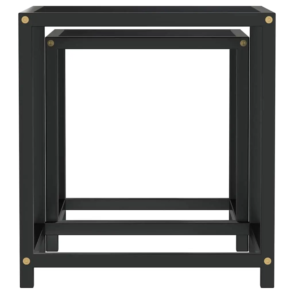 End Tables Industrial Style 2 Pieces Black MDF Side Tables Coffee Tea Table
