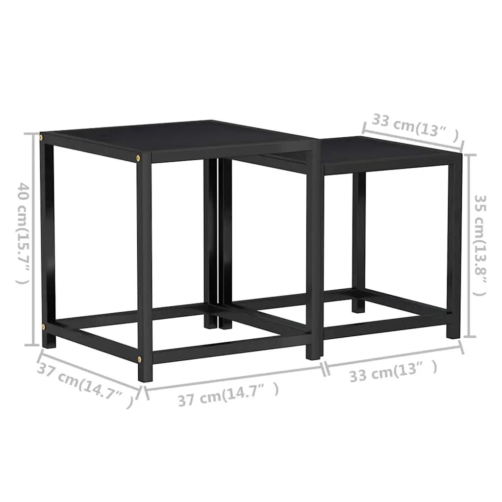 End Tables Industrial Style 2 Pieces Black MDF Side Tables Coffee Tea Table