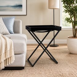 Compact Folding Side Table in Black for Versatile Use