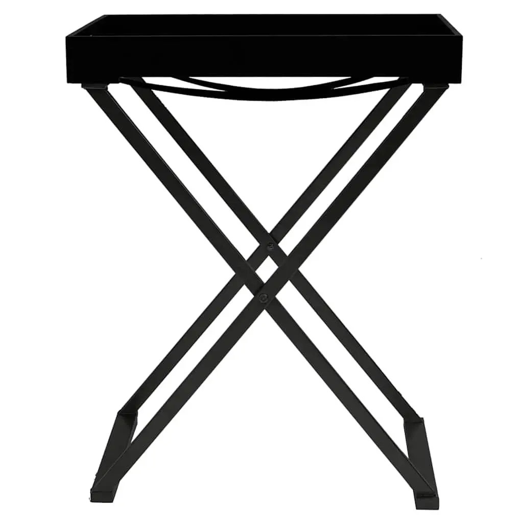 Folding Side Table Black Compact Accent End Table Indoor Outdoor MDF Iron