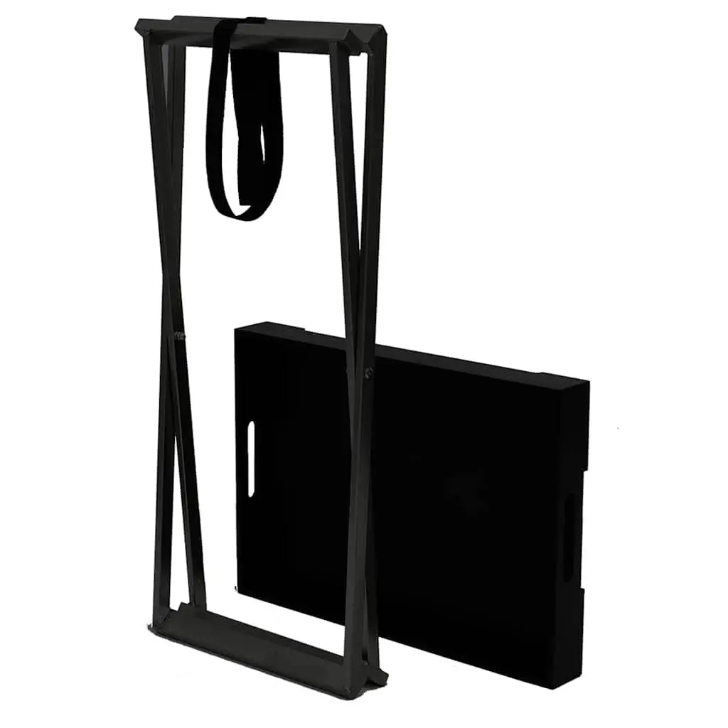 Folding Side Table Black Compact Accent End Table Indoor Outdoor MDF Iron