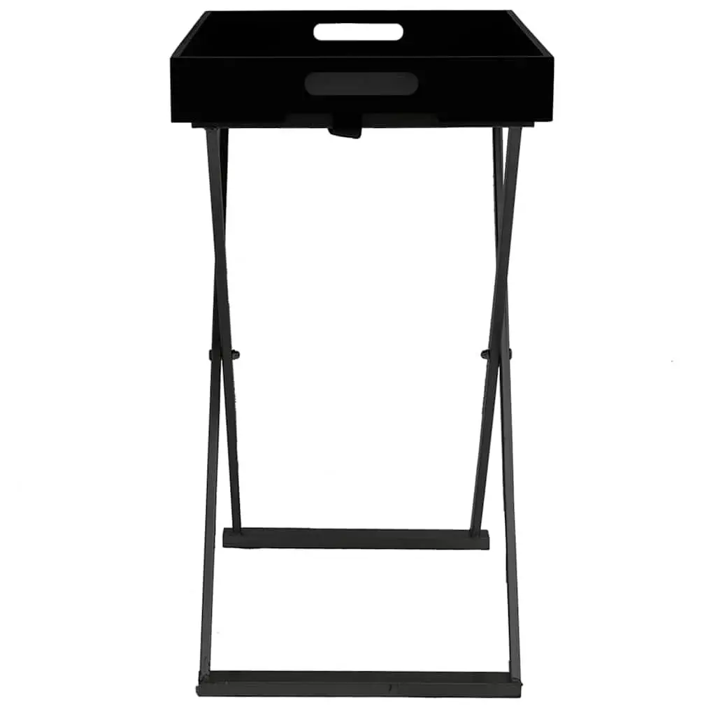 Folding Side Table Black Compact Accent End Table Indoor Outdoor MDF Iron