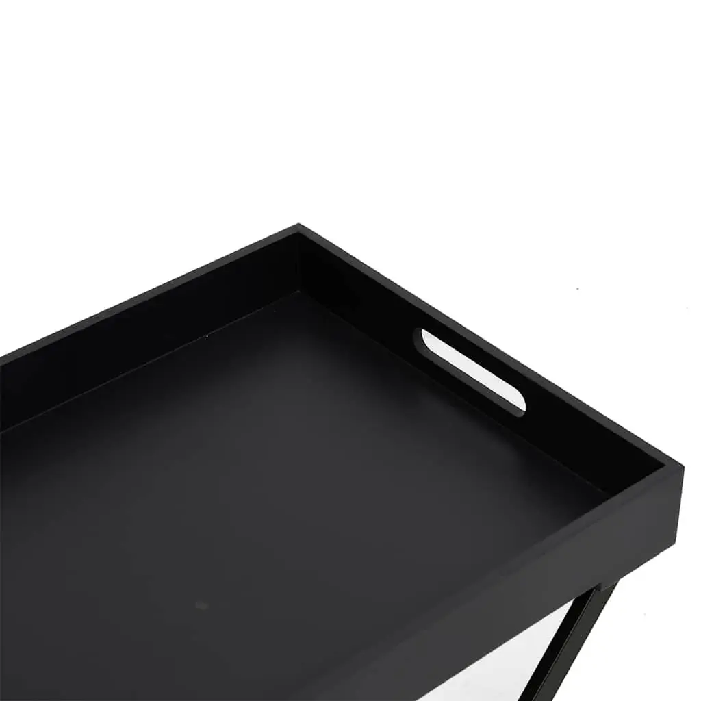 Folding Side Table Black Compact Accent End Table Indoor Outdoor MDF Iron