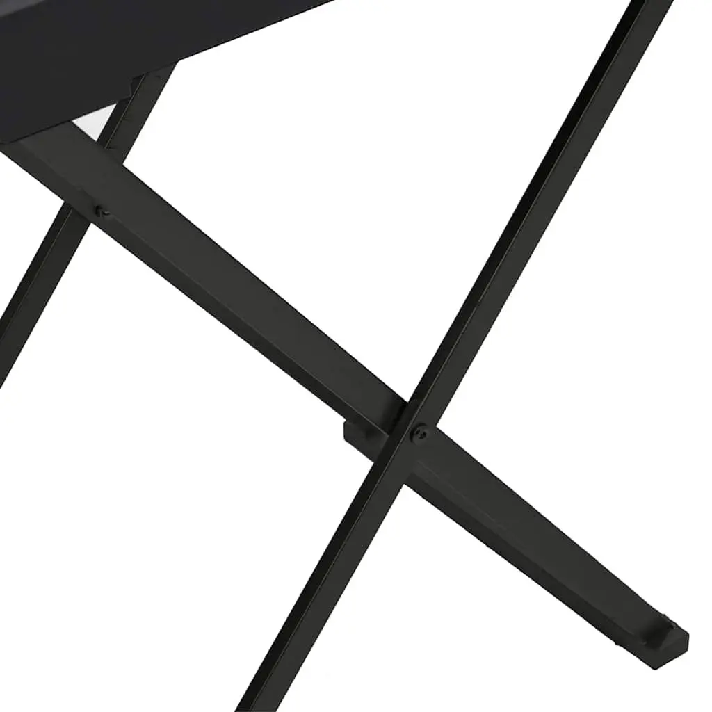 Folding Side Table Black Compact Accent End Table Indoor Outdoor MDF Iron