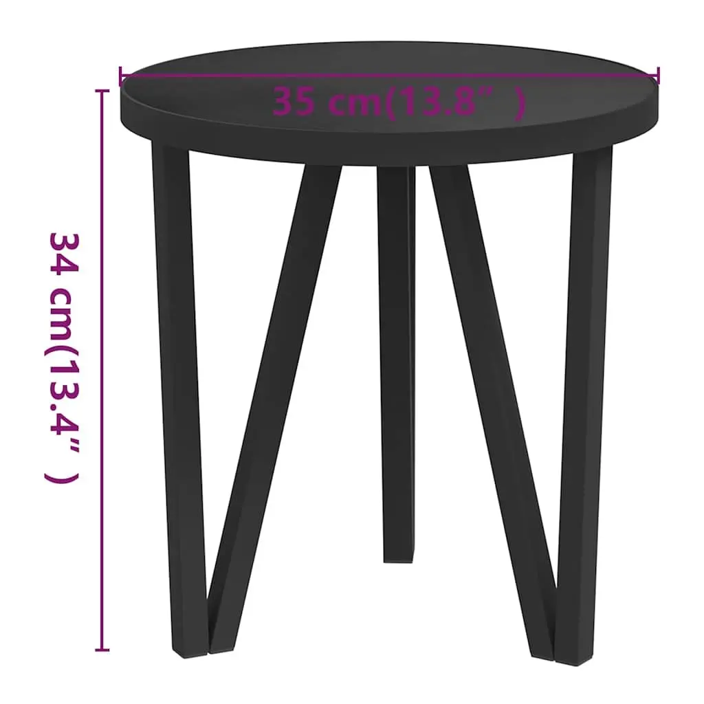Round Tea Table Black 35 cm MDF Contemporary Industrial Style