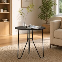 Modern Black End Table 48 cm for Cozy Living Spaces