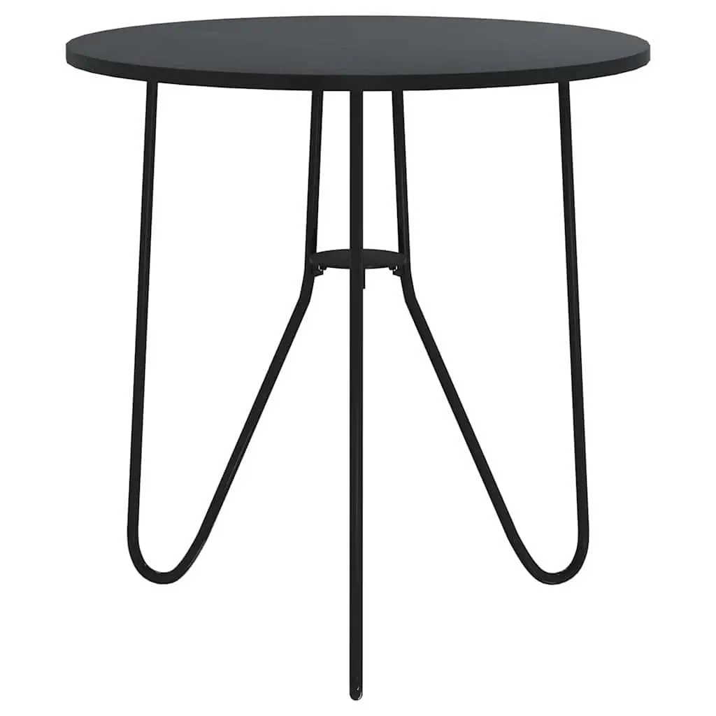 End Table Black 48 cm Modern MDF Powder-coated Iron Coffee Table Accent Living Room Furniture