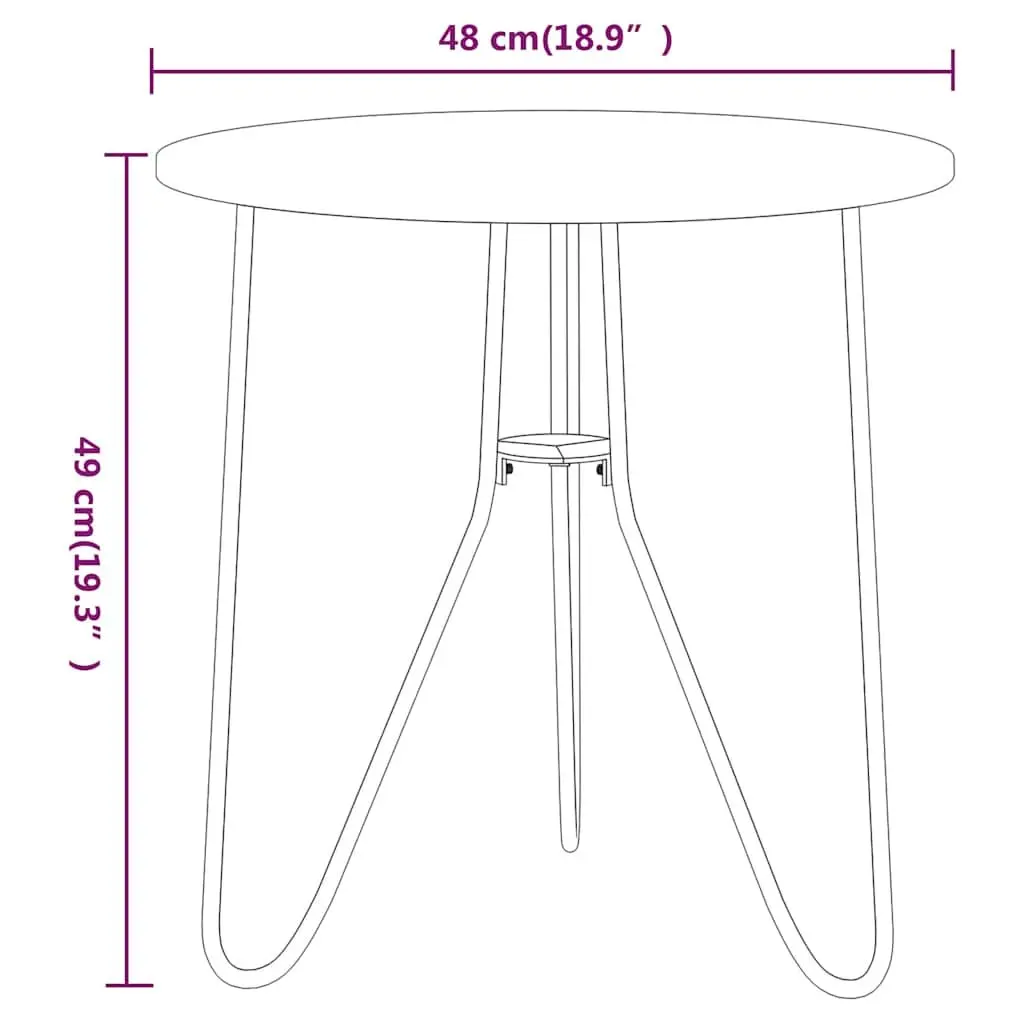 End Table Black 48 cm Modern MDF Powder-coated Iron Coffee Table Accent Living Room Furniture